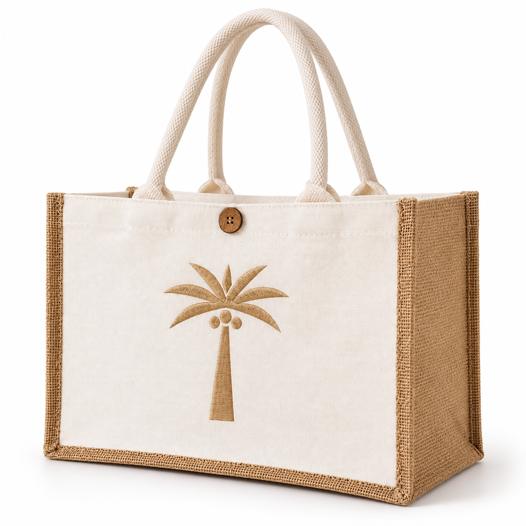 Sun Kids Embroidered Palm Tote Bag