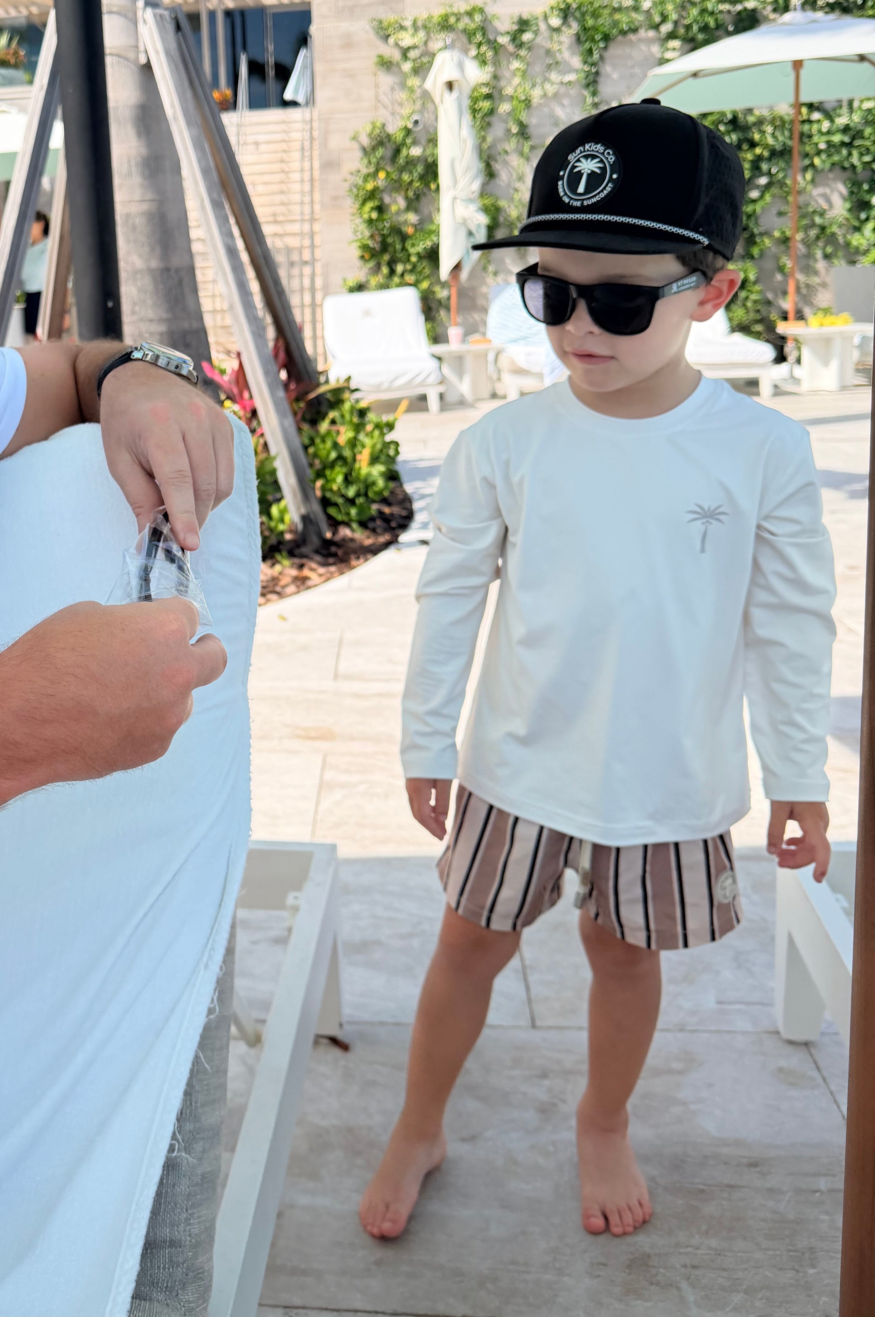 Brown Stripe Swim Trunks