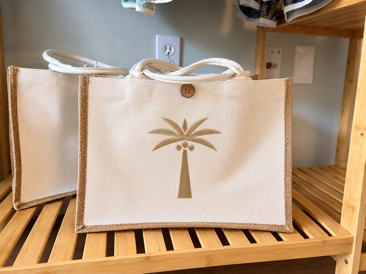 Sun Kids Embroidered Palm Tote Bag