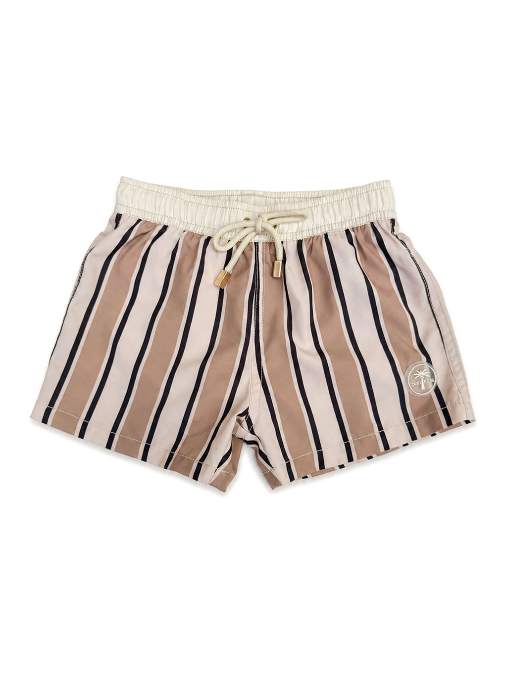 Brown Stripe Swim Trunks