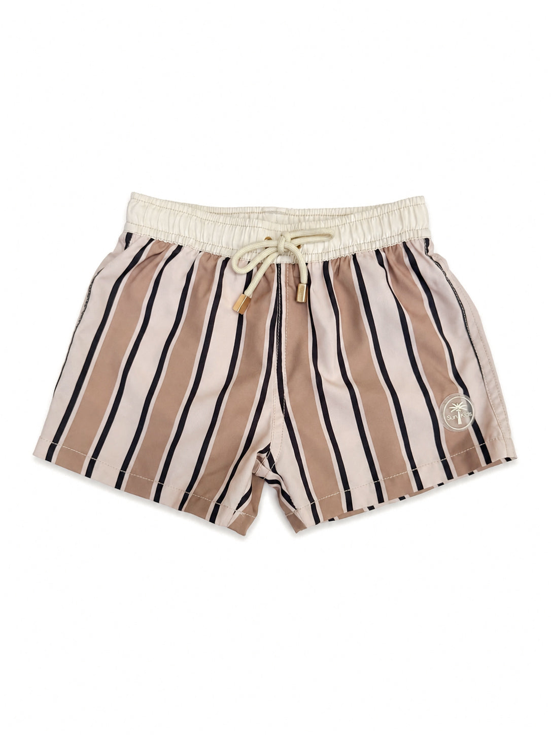 Brown Stripe Swim Trunks